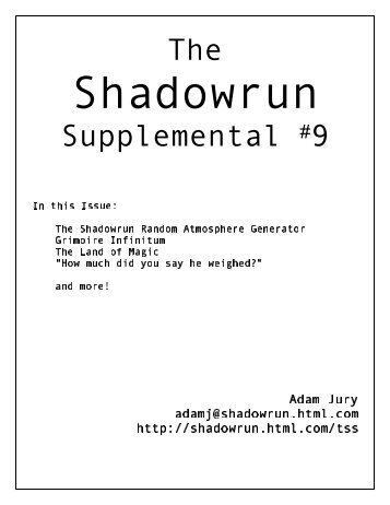 The Shadowrun Supplemental #9 - Shadowrun.us