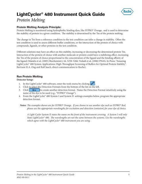 QR - LightCycler 480 Instrument Quick Guide: Protein Melting