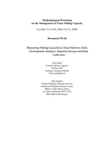 Measuring fishing capacity in tuna fisheries: Data Envelopment ...