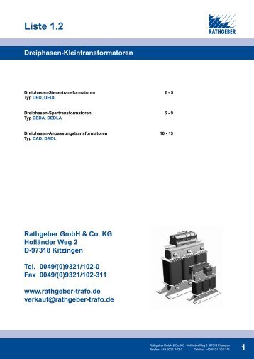 Liste .2 - rathgeber â¢ transformatoren