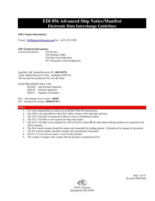 EDI 856 Advanced Ship Notice/Manifest Electronic Data ... - Jobisez