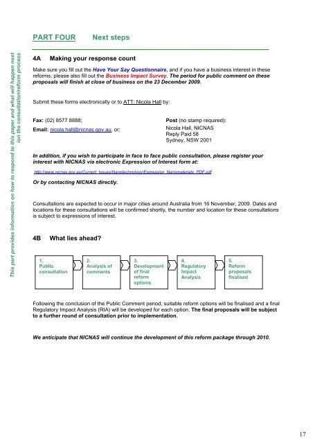 Proposal for Regulatory Reform of Industrial Nanomaterials