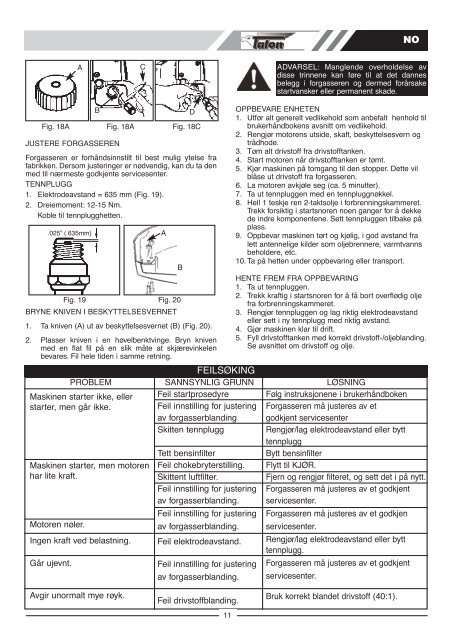 BRUKERHÃNDBOK Bensindrevet gresstrimmer/ryddesag