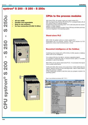 CPU systron S 200 - S 250 - S 250c - Entrelec