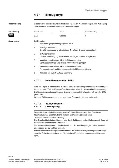 Anleitung Siemens Regelung RVA 53 - Hansa Brenner