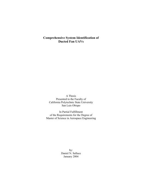 Comprehensive System Identification of Ducted Fan UAVs - Cal Poly