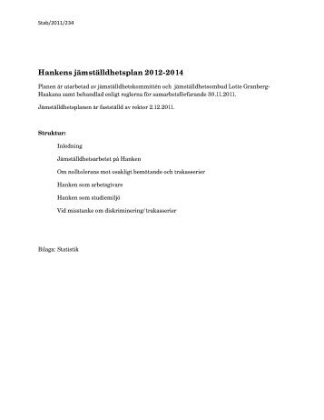 JÃ¤mstÃ¤lldhetsplan 2012-2014 med bilaga [pdf]