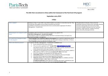 HEC Paris - FAQ 2012-2013 China