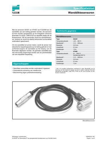 Specificatieblad Wanddiktesensoren - flexim.ro