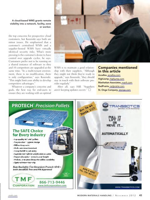 Modern Materials Handling - November 2012