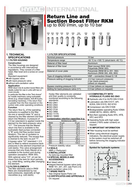 Return Line And Suction Boost Filter Rkm