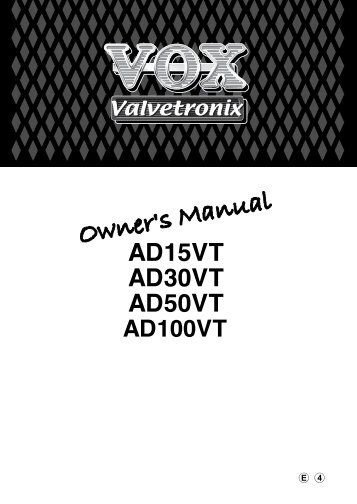 AD15VT/AD30VT/AD50VT/AD100VT Owner's Manual - Valvetronix.net