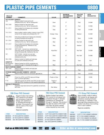 PLASTIC PIPE CEMENTS 0800 - Ewing Irrigation