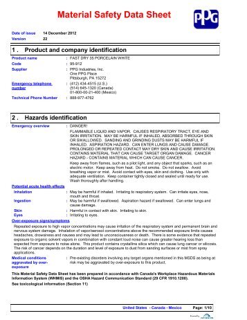 Material Safety Data Sheet