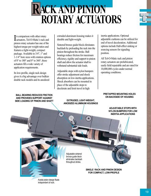 grippers & rack and pinion rotary actuators - Industrial and Bearing ...