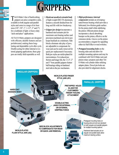 grippers & rack and pinion rotary actuators - Industrial and Bearing ...