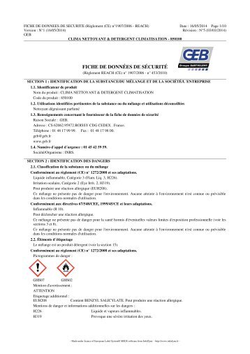 fiche de securite - Geb