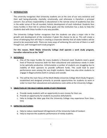 Work Study policy - Multimedia University of Kenya