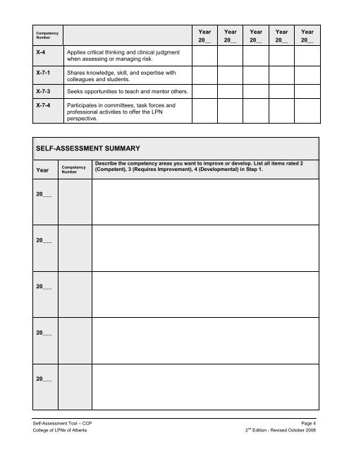 Self-Assessment Tool - College of Licensed Practical Nurses of ...