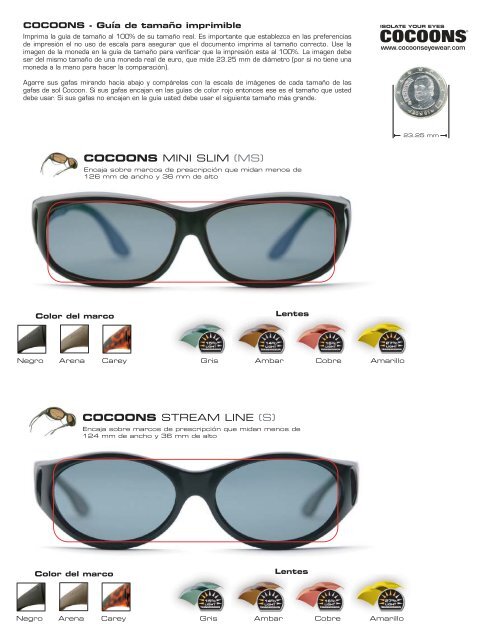 Cocoons Sizing - Spanish.ai - Cocoons Eyewear