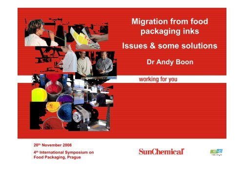 Migration from food packaging inks Issues & some solutions