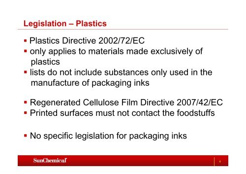 Migration from food packaging inks Issues & some solutions