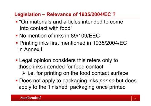 Migration from food packaging inks Issues & some solutions