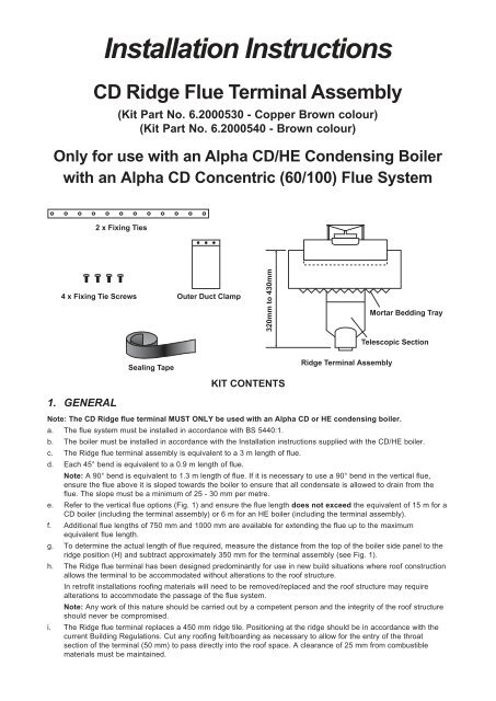 Installation Instructions CD Ridge Flue Terminal ... - Alpha boilers