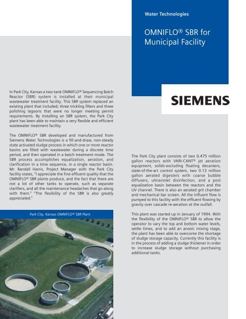 Park City Case Study - Siemens Water Technologies