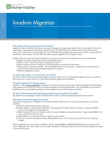 lmadmin Migration FAQ - Flexera Software Customer Download Site