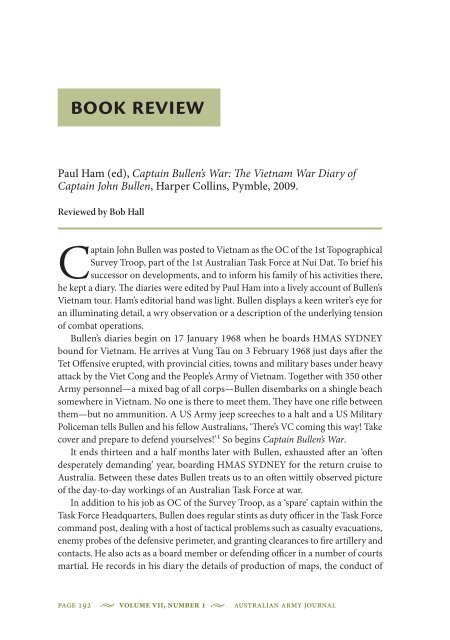 Captain Bullens War: The Vietnam War diary of ... - Australian Army