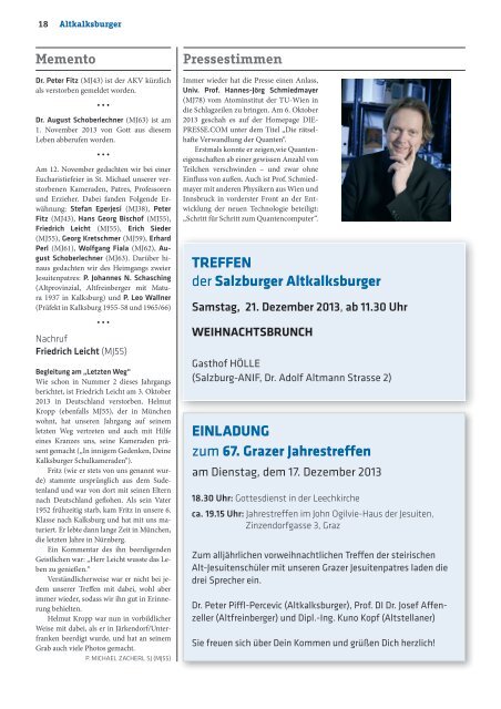 Ausgabe 3-2013/2014 - Altkalksburger Vereinigung