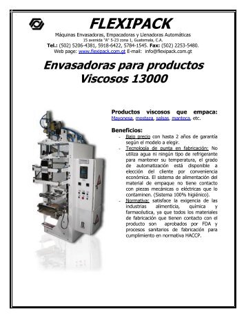 Envasadoras para productos Viscosos 13000