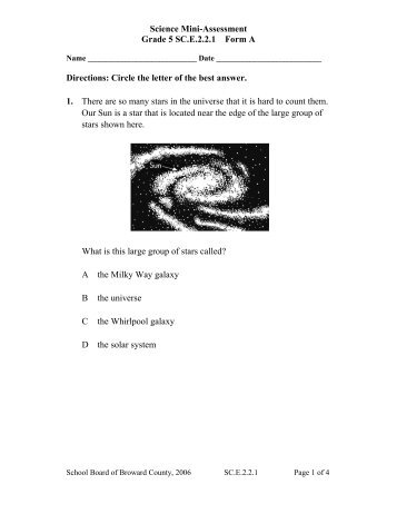 Science Mini-Assessment Grade 5 SC.E.2.2.1 Form A Directions ...