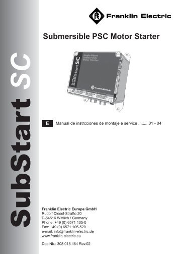 Submersible PSC Motor Starter - Franklin Electric Europa