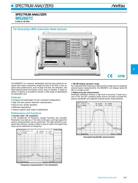 Anritsu MS2667C Data Sheet - Mr Test Equipment