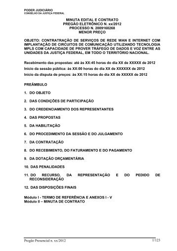 Pregão Presencial n. xx/2012 1/123 MINUTA EDITAL E CONTRATO ...