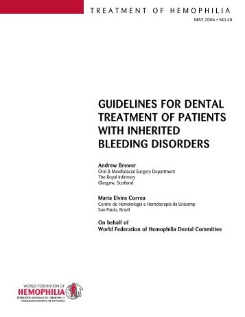 Guidelines for Dental Treatment of Patients with Inherited Bleeding ...