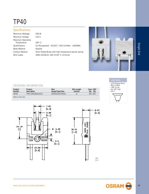 Lampholder Product Catalog - Osram Sylvania