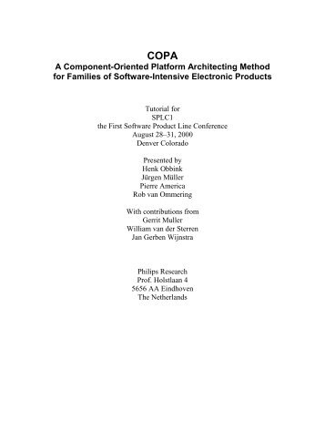 COPA A Component-Oriented Platform Architecting - Hitech Projects