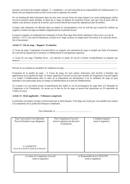 CONVENTION DE STAGE Formation initiale - Timone.univ-mrs.fr