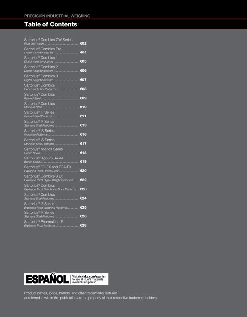 Table of Contents - Rice Lake Weighing Systems