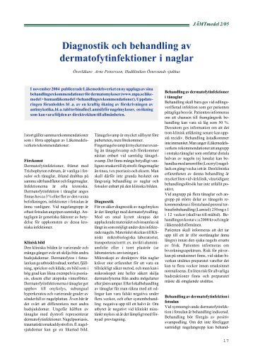 Diagnostik och behandling av dermatofytinfektioner i naglar - jll.se