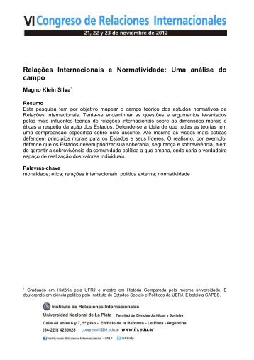 Relações Internacionais e Normatividade - iri.edu.ar