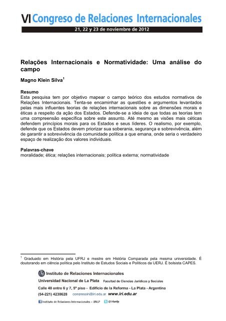 Relações Internacionais e Normatividade - iri.edu.ar