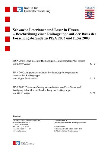 1-5 Risikogruppe - SH 06 05 - Lesen und Textverstehen - Hessen