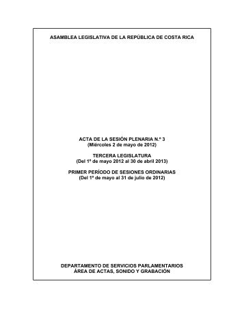 ASAMBLEA LEGISLATIVA DE LA REPÃƒÂšBLICA DE COSTA RICA