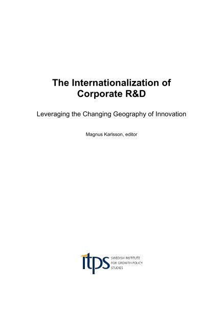 The Internationalization of Corporate R&D