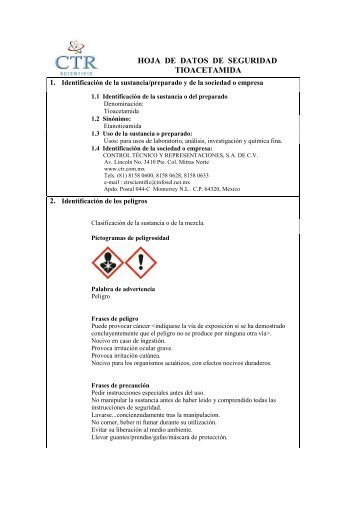 Tioacetamida MSDS - CTR Scientific