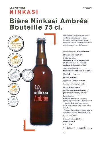 Fiche produit AmbrÃ©e bouteille 75 cl - Ninkasi